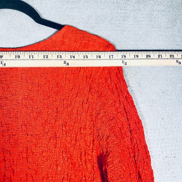 Ali Miles Top Womens L Orange 3/4 Sleeve Blouse Art Artsy Colorful Buttons - Picture 7 of 11